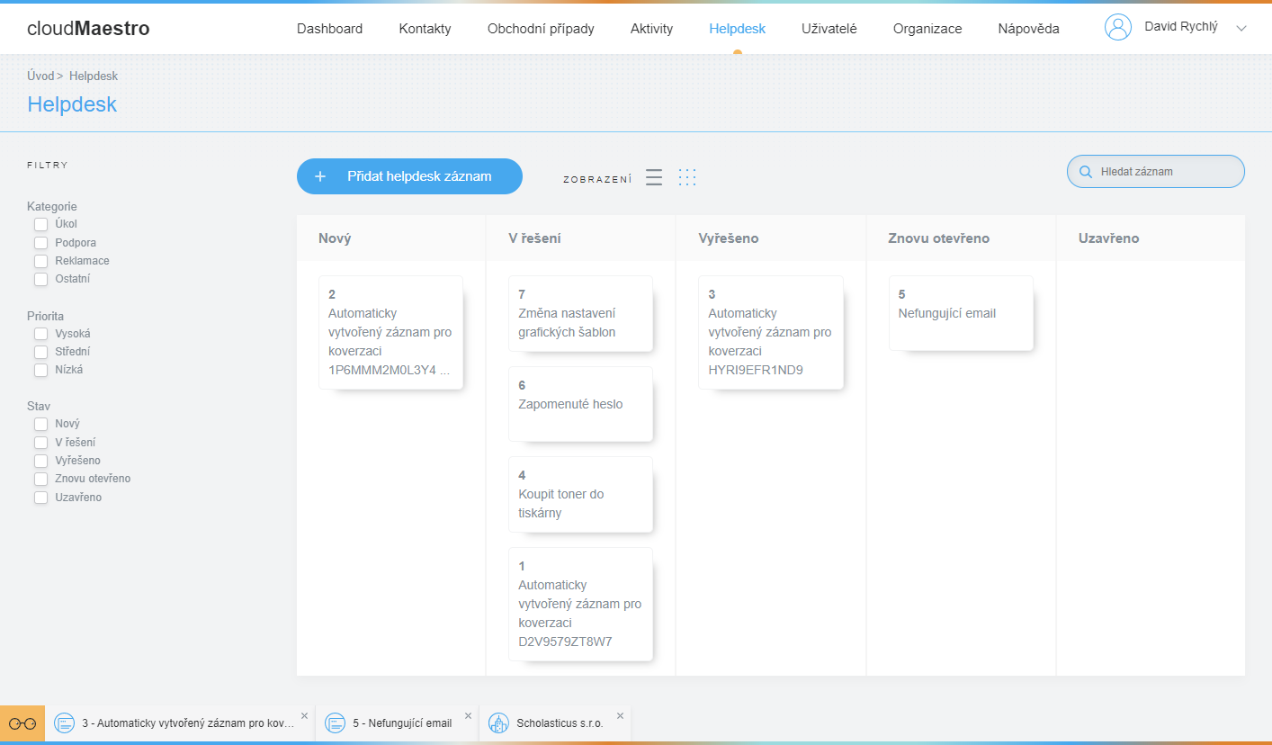 Rychlé vyřízení servisních požadavků